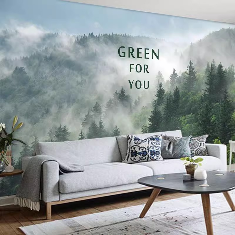 Custom Mural Misty Forest Wall - Home Improvement Background ulasan dan harga