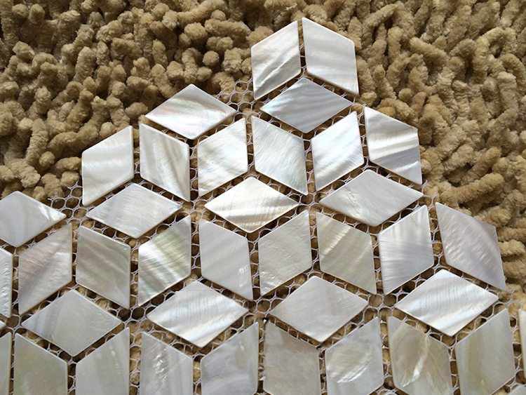 Rhombus white shell mosaic til - Home Improvement Background ulasan dan harga